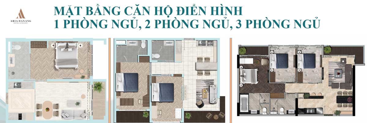 Thiết kế 3 loại Căn hộ Aria Hotel & Resort Đà Nẵng