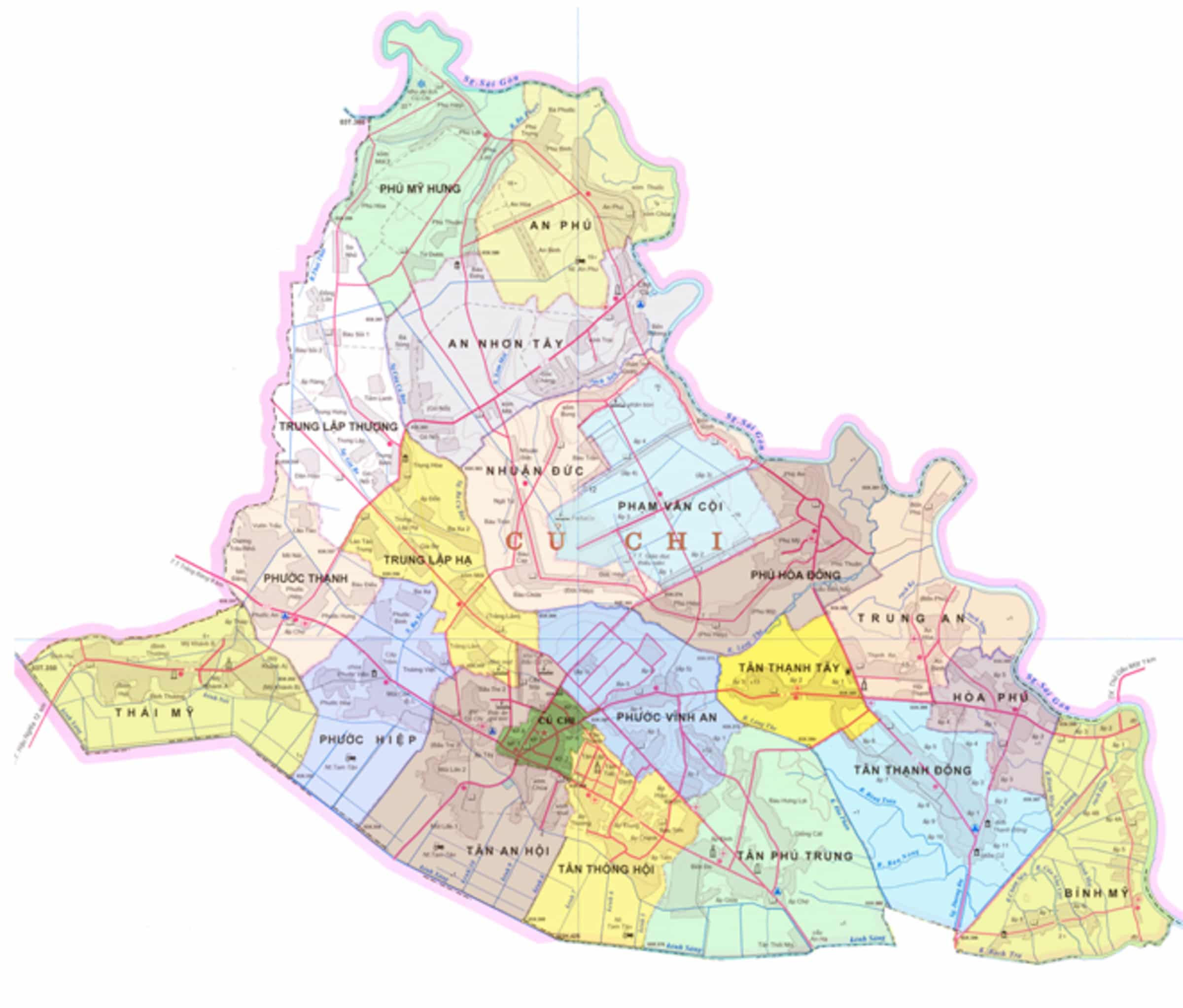 Bản đồ hành chính Huyện Củ Chi thành phố hồ chí minh