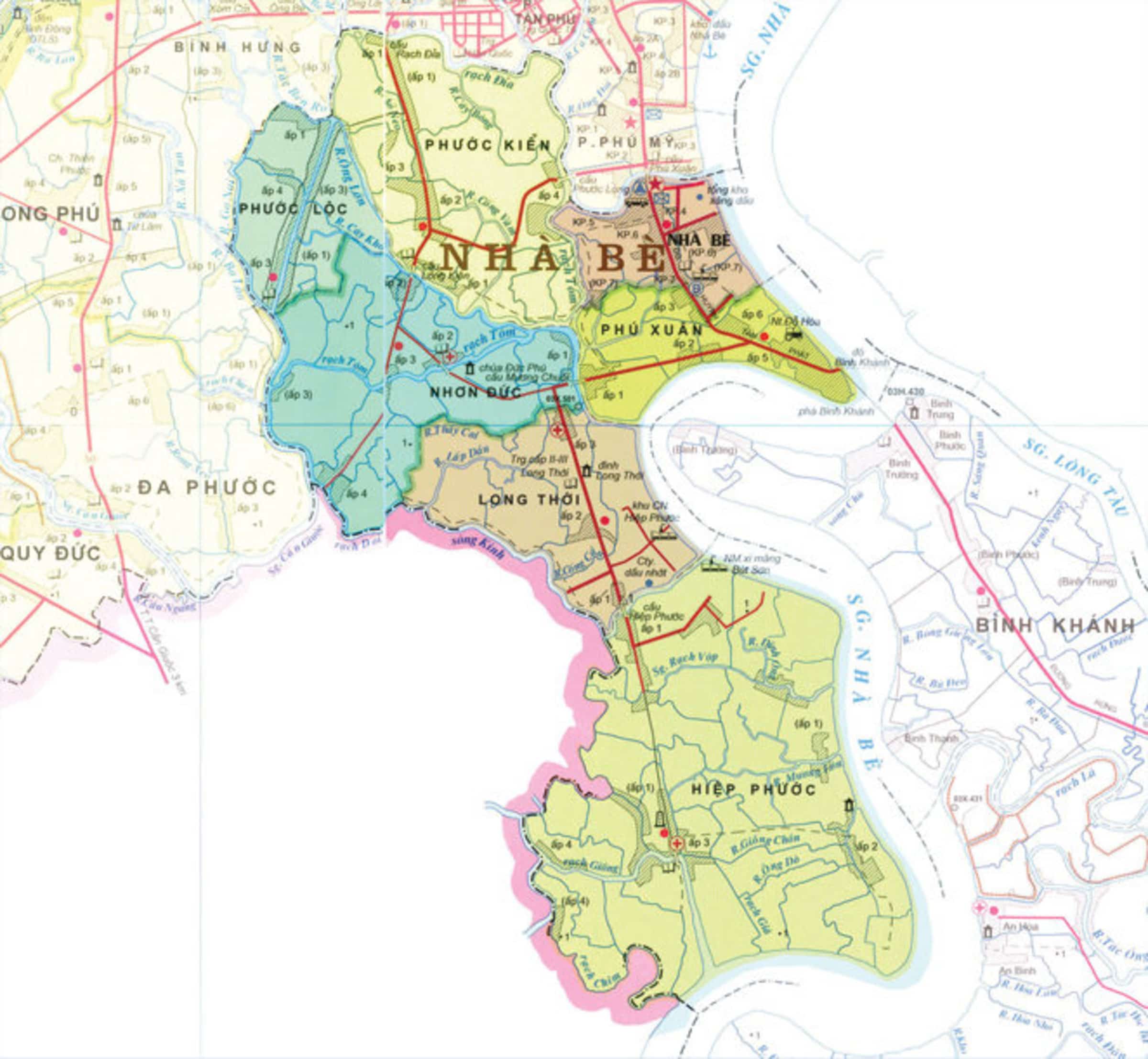 Bản đồ hành chính Huyện Nhà Bè thành phố hồ chí minh