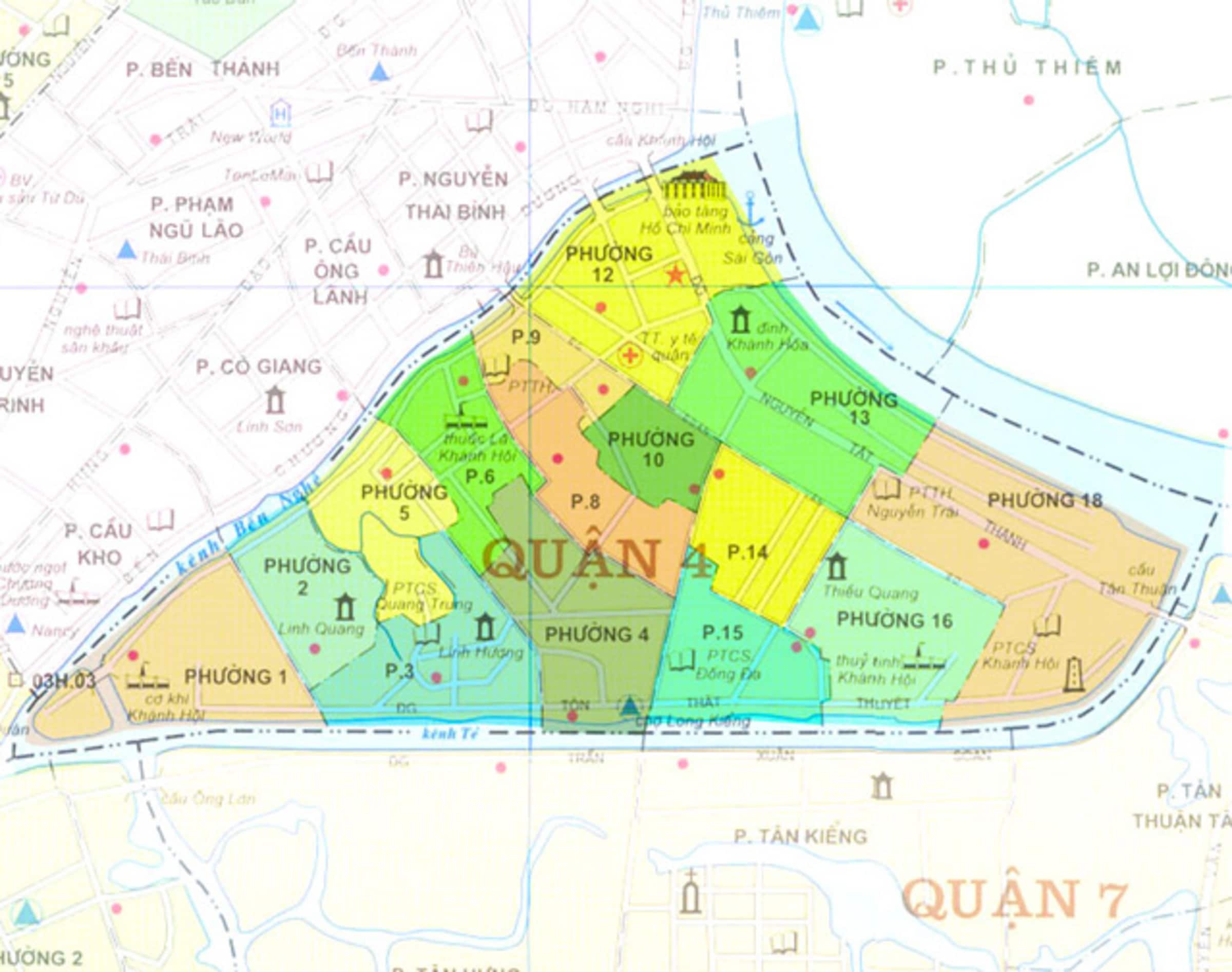 Bản đồ hành chính Quận 4 TP HCM