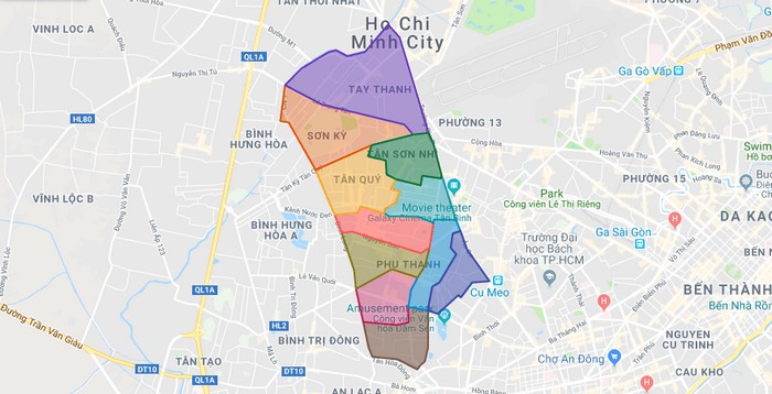 Bản đồ hành chính Quận Tân Phú TP HCM