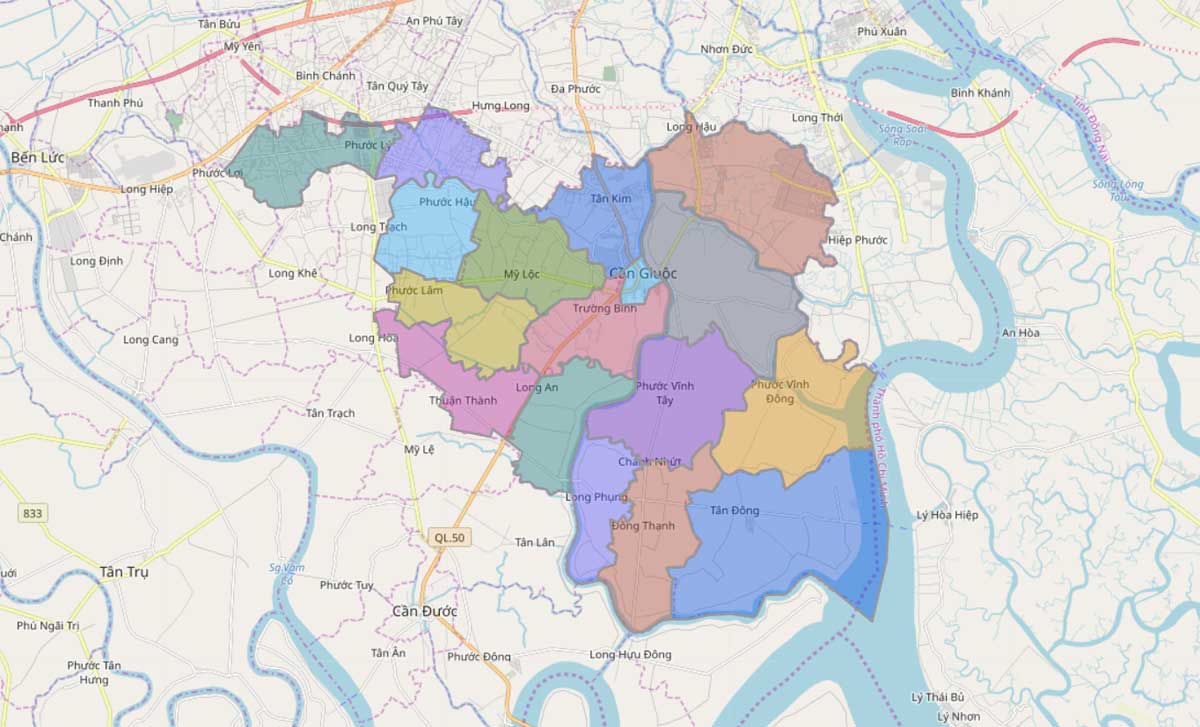 Bản đồ hành chính huyện Cần Giuộc Long An - BẢN ĐỒ HÀNH CHÍNH TỈNH LONG AN & THÔNG TIN QUY HOẠCH MỚI NHẤT