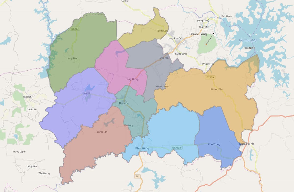 Bản đồ hành chính huyện Phú Riềng - BẢN ĐỒ HÀNH CHÍNH TỈNH BÌNH PHƯỚC & THÔNG TIN QUY HOẠCH MỚI NHẤT 2020