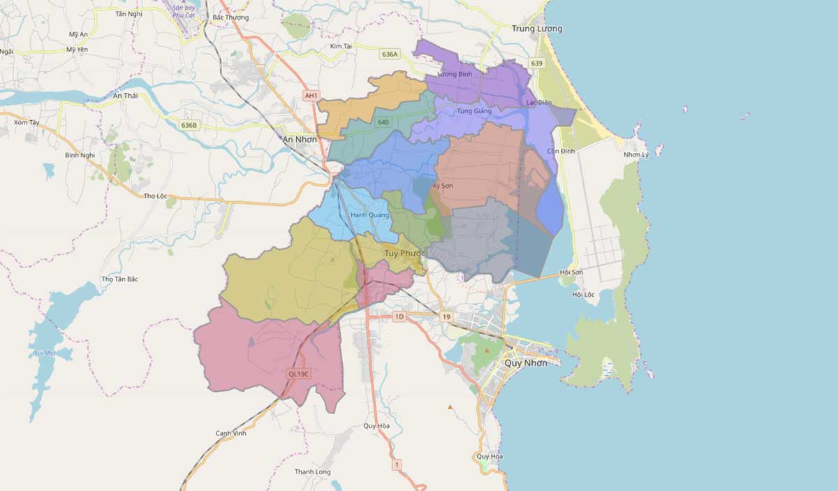 Bản đồ hành chính huyện Tuy Phước Bình Định - BẢN ĐỒ HÀNH CHÍNH TỈNH BÌNH ĐỊNH & THÔNG TIN QUY HOẠCH BÌNH ĐỊNH MỚI NHẤT