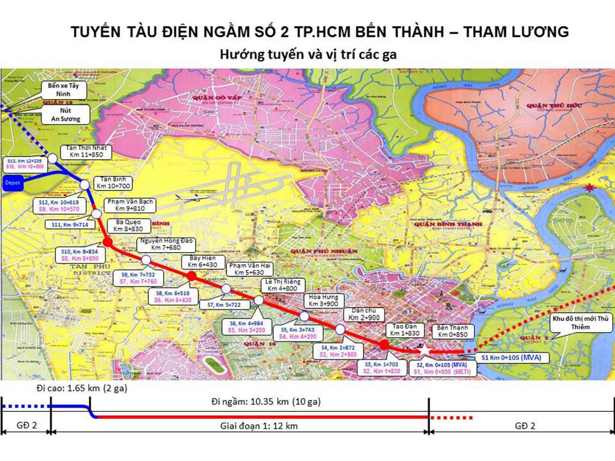 tuyen metro so 2 - Thông tin Tuyến Metro số 2: Bến Thành – Tham Lương