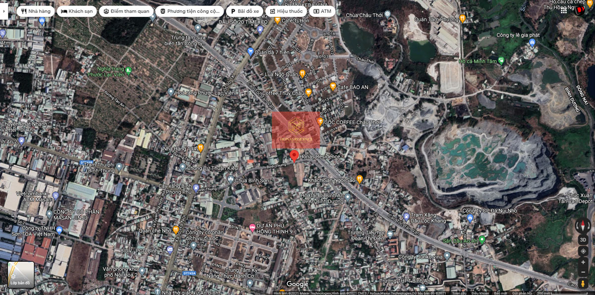 Vị trí Dự án Căn hộ Chung cư Honas Residence Bình Dương trên Google Maps