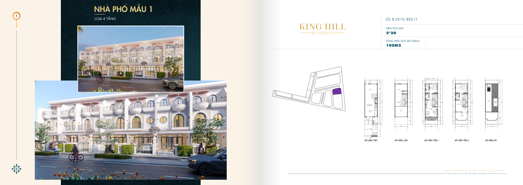 Nha pho mau 1 loai 4 tang Du an Khu dân cư King Hill - King Hill Residences