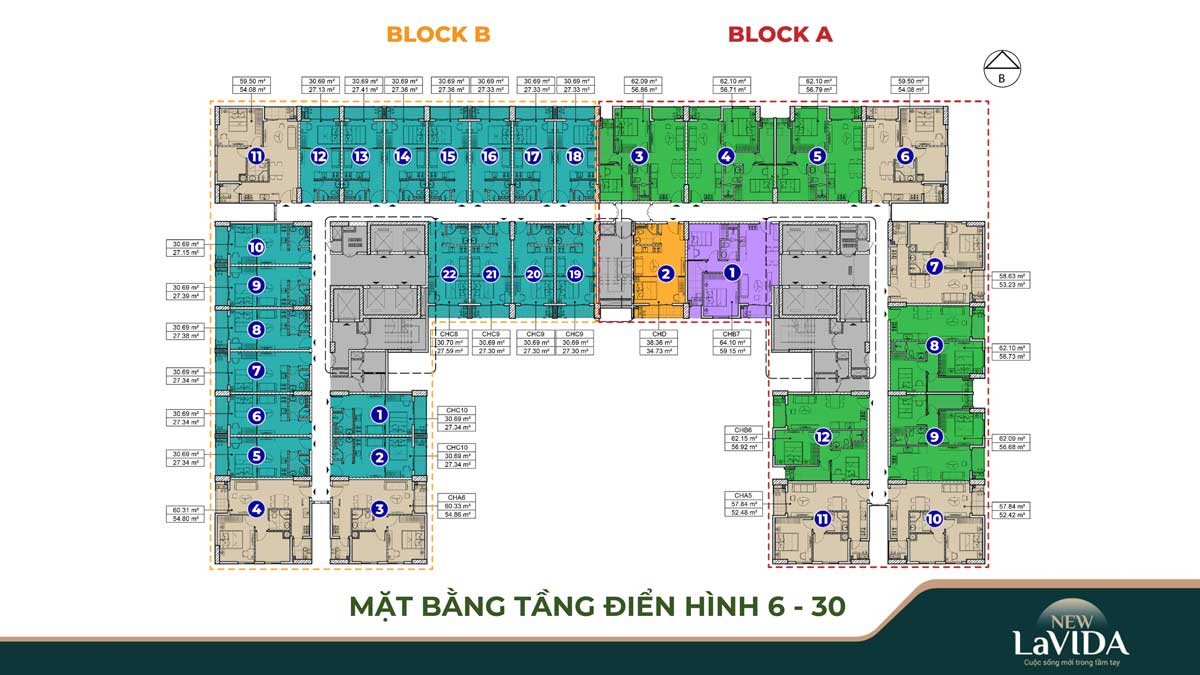 Mat bang Tang 6 30 Du an Can ho Chung cu Nha o Xa hoi New Lavida Binh Duong - New Lavida