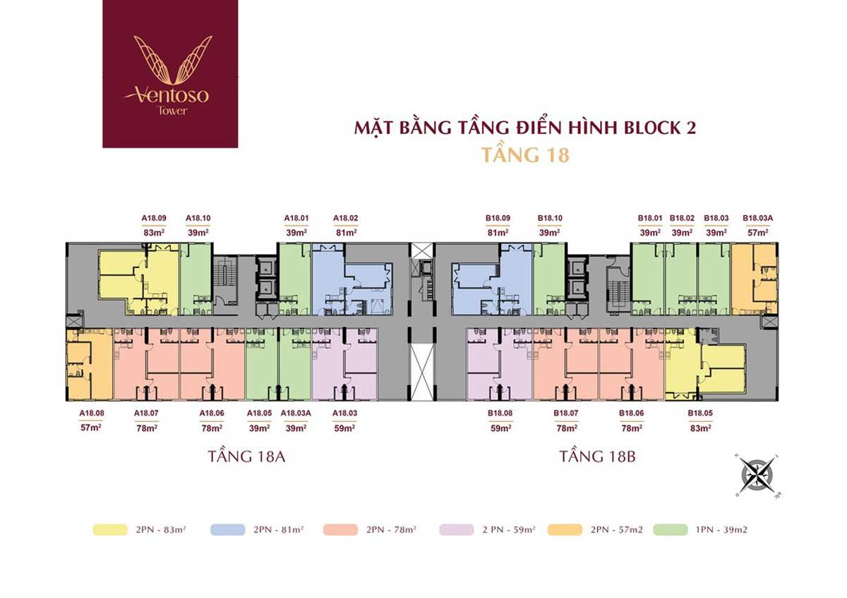 Mat bang Tang 18 Du an Can ho Ventoso Tower Di An Binh Duong - Ventoso Tower