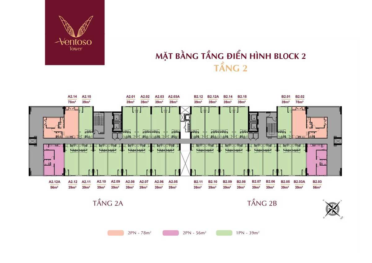 Mat bang Tang 2 Du an Can ho Ventoso Tower Di An Binh Duong - Ventoso Tower